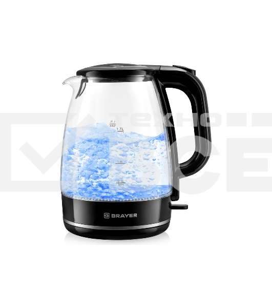 Чайник электрический BRAYER BR1030, 2200 Вт, 1,7 л, стекл.корп,автооткл.при.закип,подсвет