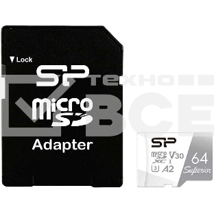 Флеш карта microSD 64GB Silicon Power Superior Pro A2 microSDXC Class 10 UHS-I U3 Colorful 100/80 Mb/s (SD адаптер)