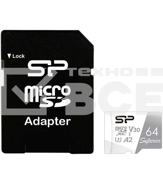 Флеш карта microSD 64GB Silicon Power Superior Pro A2 microSDXC Class 10 UHS-I U3 Colorful 100/80 Mb/s (SD адаптер)