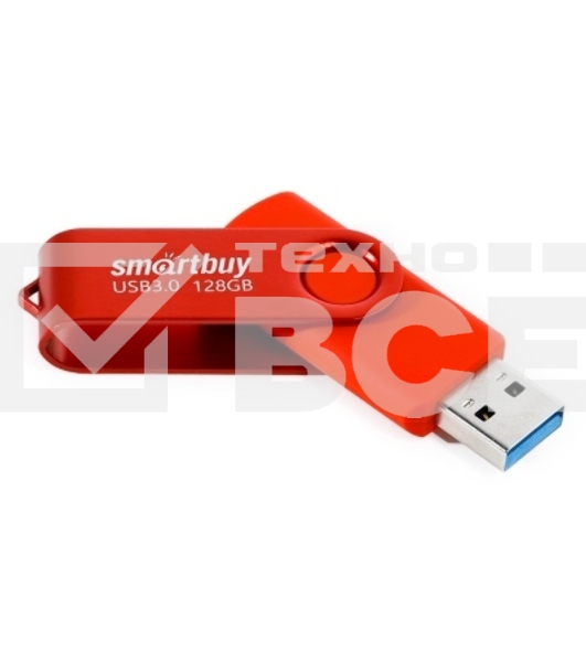 Флешка USB R/W SmartBuy Twist Red (SB128Gb3TWR), 128Gb, USB 3.0, R/W 90/40, красный