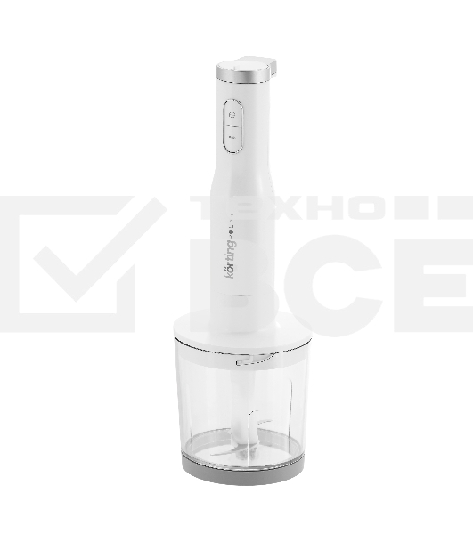 Погружной блендер KORTING KHB 0311 Polar, мощность 1200 Вт,объем чаши 500 мл, механическое/кнопочное управление, 4 насадки (блендер, измельчитель, миксер, насадка для пюре), 6 скоростей, турборежим, белый