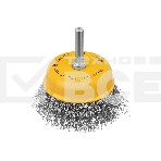 Щетка для дрели Denzel 75 мм, чашка, со шпилькой, нержавеющая витая проволока, фото 1