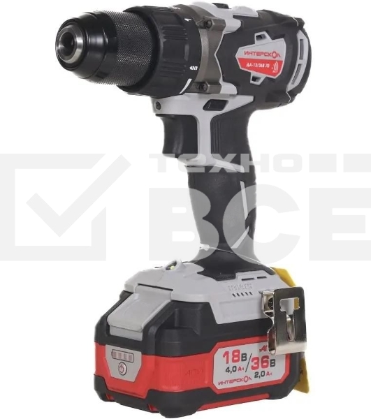 Дрель-шуруповерт аккумуляторная бесщеточная ИНТЕРСКОЛ ДА-13/36В 70 Li-ion АПИ [814.2.2.70] кейс, 2 аккум. 2,0А·ч, ЗУ