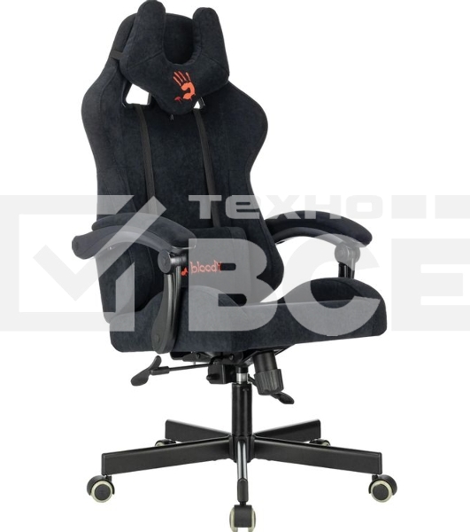 Кресло A4Tech Bloody GC-560 черный, ткань, 150 кг, подголовник, регулируемые подлокотники, механизм качания