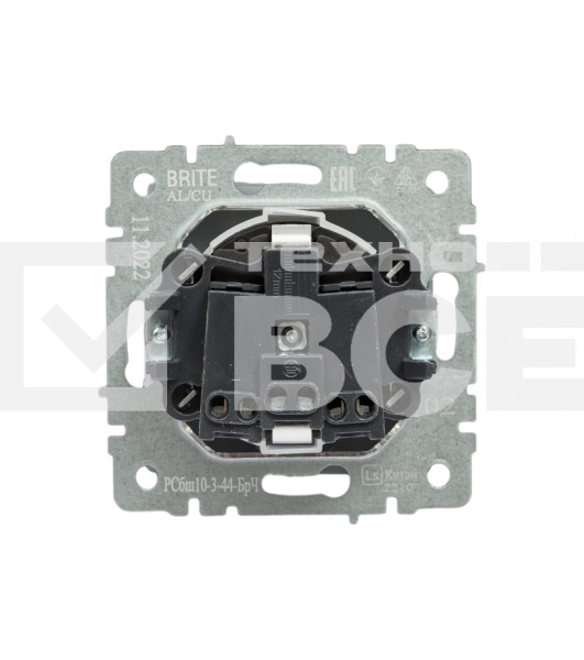 Розетка 1-местная IEK BRITE РСбш10-3-БрЧ (BR-R16-16-K02) с заземлением, с защитными шторками и крышкой, 16А, IP20, черный