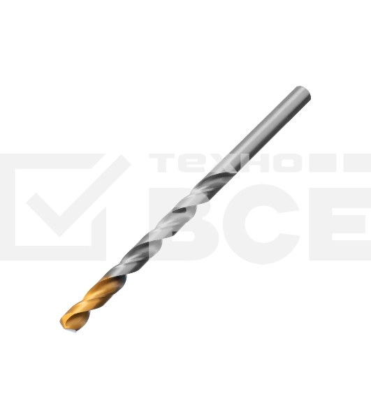 Сверло спиральное по металлу Denzel 10 х 184 мм, Р6М5, Golden Tip, удлиненное