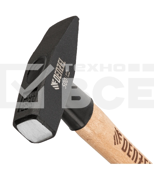 Молоток слесарный Denzel 500 г, кованый квадратный боек, буковая рукоятка