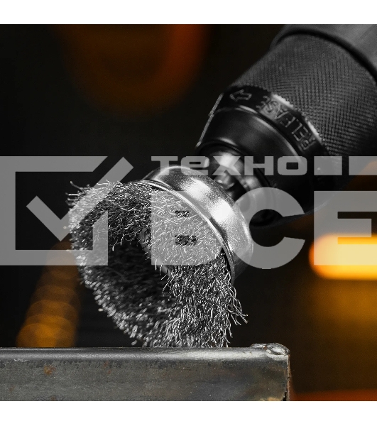 Набор щеток для дрели Denzel 1 Плоская 50 мм, 2 Чашки 25-50 мм, шпилька, нерж. вит. проволока