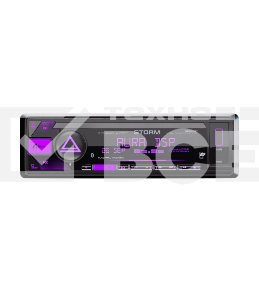 Автомагнитола AURA STORM-866DSP, 1 DIN, Bluetooth, USB Type-A, AUX, пульт ДУ