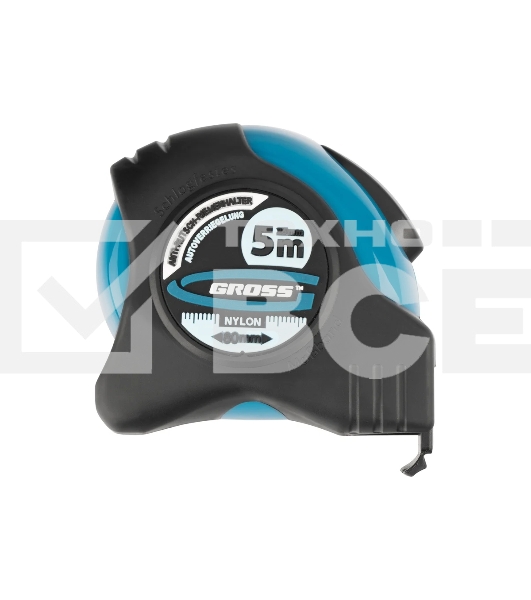 Рулетка GROSS 'Schlagfest', 3 м x 19 мм, магн. обрезиненный зацеп, двухст. шкала, нейлоновое покр. 31111