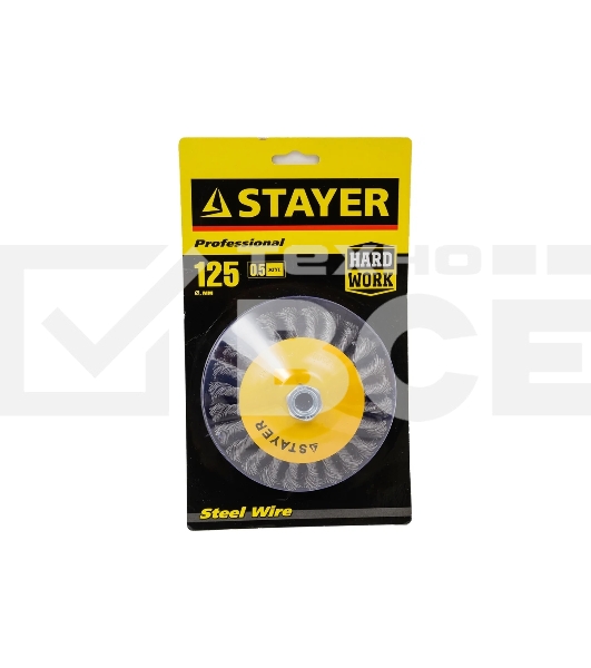 Кордщетка STAYER PROFESSIONAL 35135-125коническая М14 плетёная 0.5мм d125мм