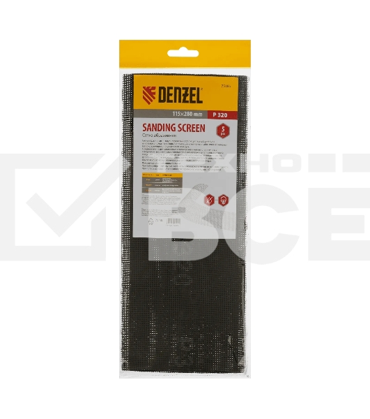 Сетка абразивная Denzel P 320, 115 х 280 мм, 5 шт.