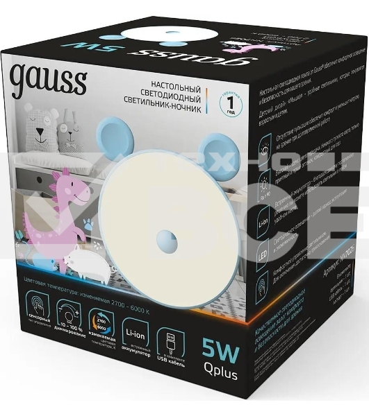 Ночник Gauss NN7026 мышка голубой