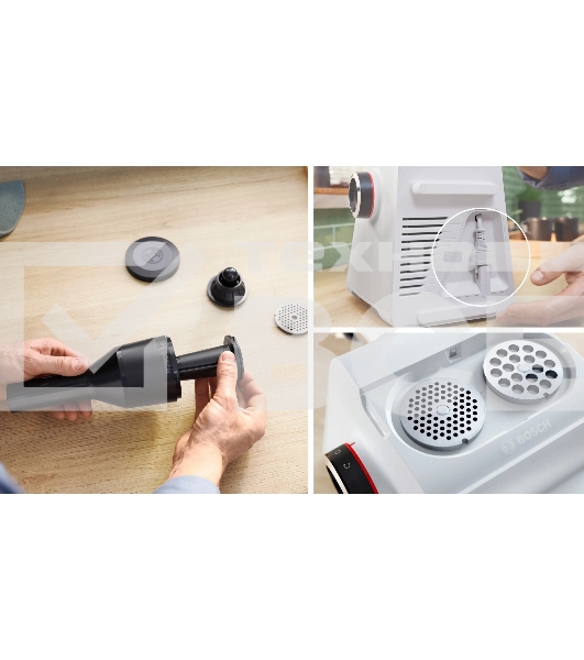 Мясорубка электрическая Bosch MFWS609W белый/черный, 2100 Вт, 3.5 кг/мин, реверс, насадки - 4