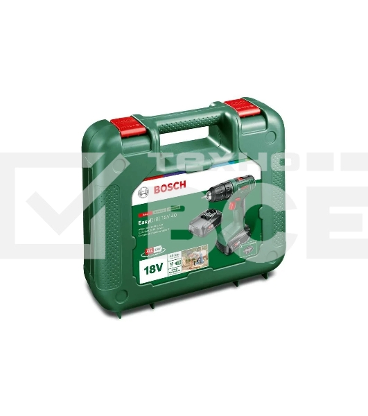 Дрель-шуруповерт Bosch Easydrill 18V-40 (2x 1,5Aч) + AL18V-20 кейс 1200Вт аккум. патрон:быстрозажимной (кейс в комплекте) (06039D8002)