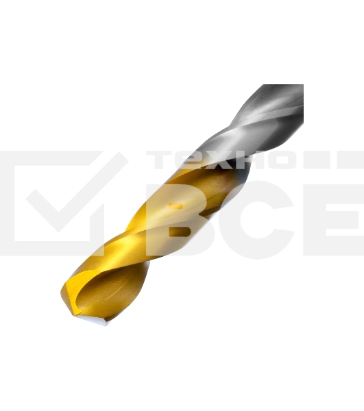 Сверло спиральное по металлу Denzel 10 х 184 мм, Р6М5, Golden Tip, удлиненное