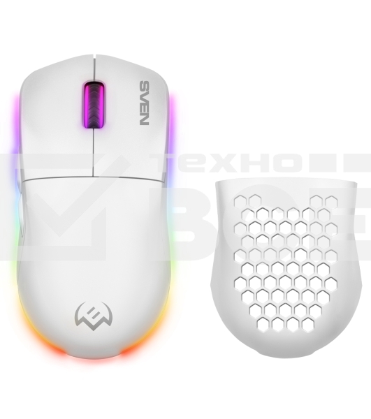 Мышь беспроводная SVEN RX-G980W белая (6+1кл. 50-26000 DPI, ПО, RGB-подсветка, игров. упак)
