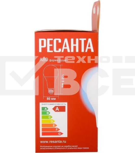 Лампа светодиодная Ресанта LL-R-A80-20W-230-6K-E27 груша