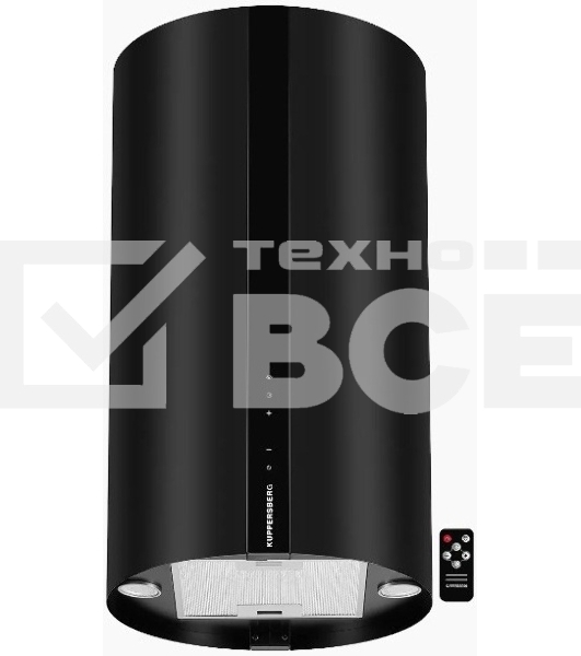 Вытяжка Kuppersberg VORTEX B ширина 40 см, отвод/рециркуляция, 800 м3/час, электронное сенсорное управление, 5 скоростей, светодиодное освещение 2х1 Вт, металлические жироулавливающие фильтры, угольный фильтр KF-ES (опция), 42 дБ, черный