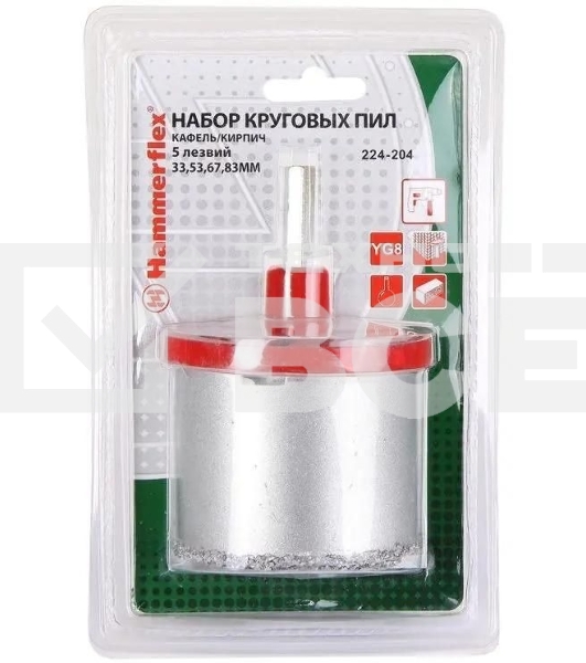 Набор коронок Haммer Flex 224-204 DR CR 65кафель\кирпич, 4шт.:33,53,67,83мм+адаптер