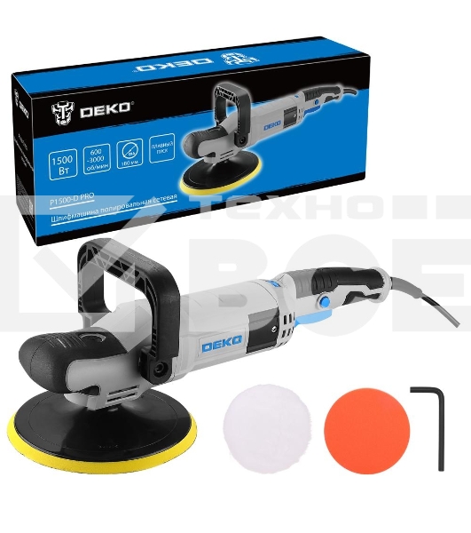 Шлифмашина полировальная сетевая DEKO P1500-D PRO, 180мм, 1500 Вт