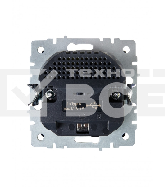 Розетка 1-местная IEK BRITE РЮш10-2-БрЧ (BR-R14-16-U21-D31-K02) с заземлением, с защитными шторками, 16А, с USB A+A 5В 3,1А, черный