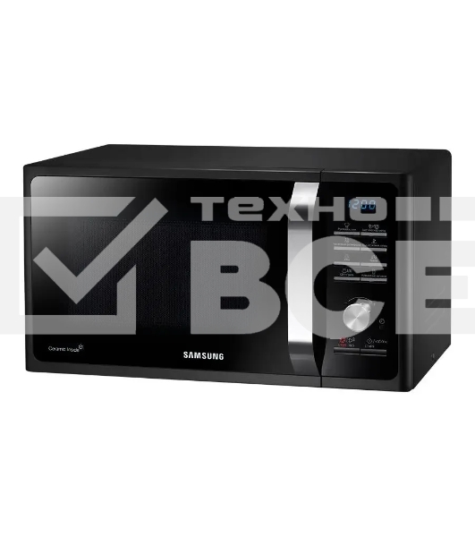 Микроволновая печь Samsung MG23K3515AK/BW черный, 23 л, 800 Вт, переключатели - поворотный механизм/кнопки
