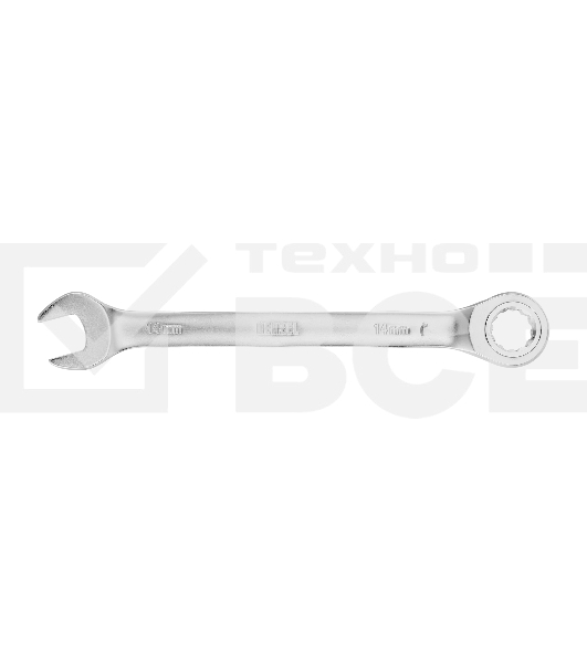 Ключ комбинированный трещоточный Denzel 14708 14 мм, CrV, матовый хром 14708