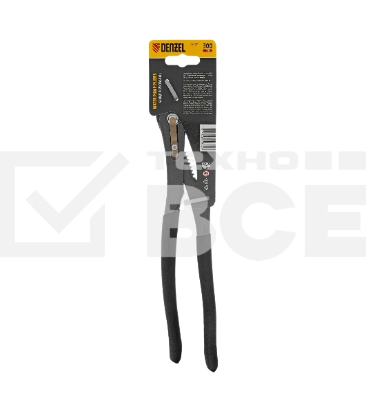 Клещи переставные Denzel кнопочный механизм, обливные рукоятки, 300 мм