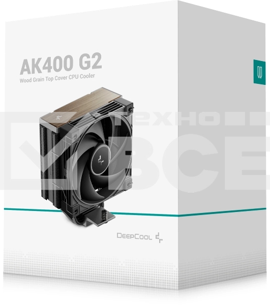 Кулер для процессора DEEPCOOL AK400 G2 LGA1851/1700/1200/115X/AM5/AM4 (12шт/кор, TDP 220W, PWM, Fan 120мм, 4 тепл. Трубки, Wood-grain top cover, черный) RET (R-AK400G2-BKNNMN-GJD)