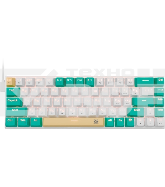 Клавиатура проводная механическая Defender Vexx Pro GK-084 RU, белый/зеленый, механическая