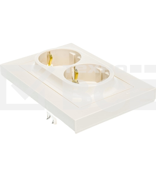 Розетка 2-м AtlasDesign с заземл. 16А в сборе беж. SchE ATN000224