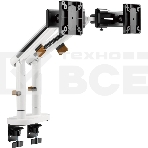 Кронштейн для мониторов Ultramounts UM727W белый 17'-32' макс.9кг крепление к столешнице поворот и наклон, фото 1