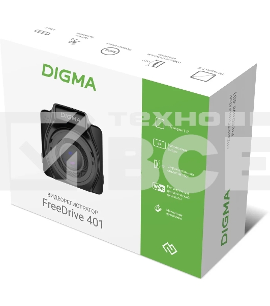 Видеорегистратор Digma FreeDrive 401 черный 4Mpix 2160x3840 2160p 170гр. NTK96675