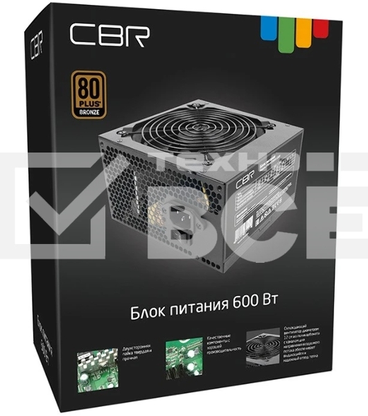 Блок Питания CBR PSU-ATX600-12GM, 600Вт, 80 PLUS Bronze, 120мм, черный