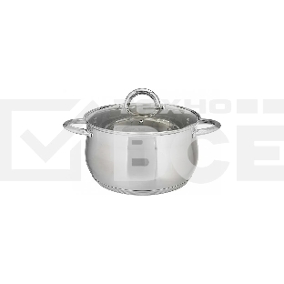 Кастрюля WEBBER BE-355/2 6,5 л, 24 см, из нержавеющей стали со стеклянной крышкой