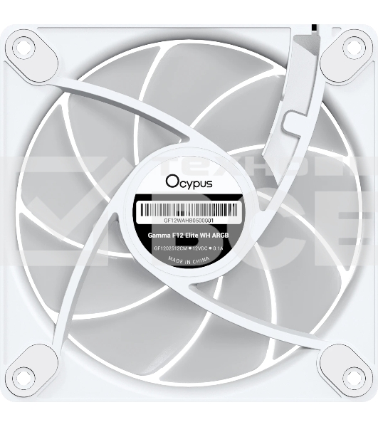 Вентилятор для корпуса Ocypus Gaммa F12 Elite WH ARGb 3 IN 1, 120x120x25мм, 4-PIN PWM, 600-1800 RPM, 26 DBA MAX, HYDRO BEARING