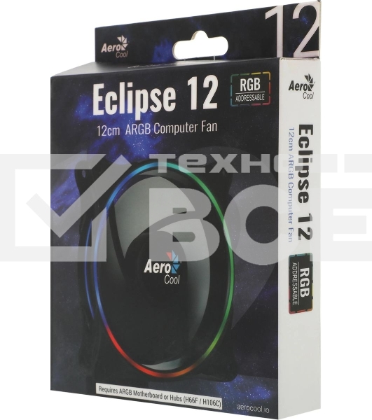 Вентилятор для корпуса Aerocool/Formula Eclipse 12 черный, 120 мм, 1200 об/мин, 19.8 дБ, 6 pin