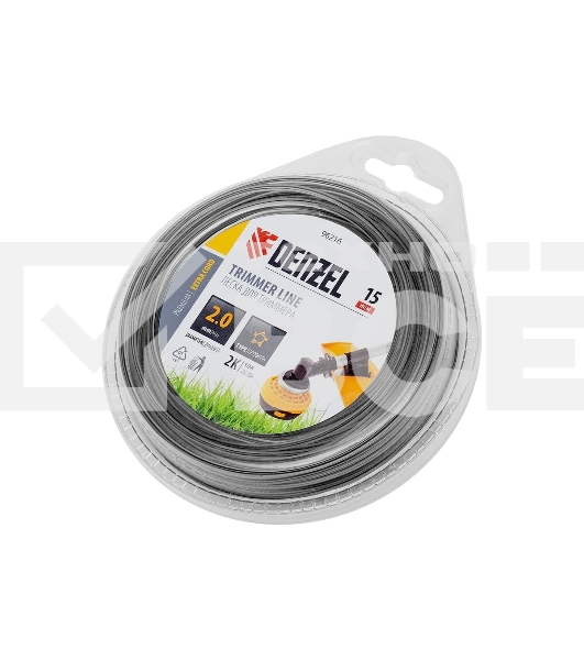Леска для триммера Denzel двухкомпонентная звезда, 2,0мм х 15м, блистер EXTRA CORD