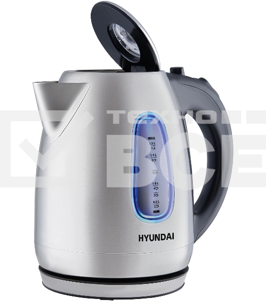Чайник электрический Hyundai HYK-S2402 1.7л. 2200Вт серебристый матовый/черный (корпус: нержавеющая сталь)