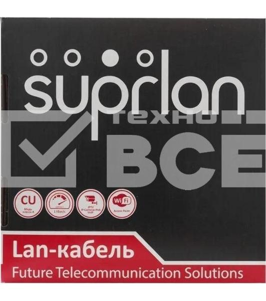 Кабель витая пара U/UTP кат.5E 4х2х24AWG solid Cu PE Out. Premium 305м (м) SUPRLAN 01-0311-2