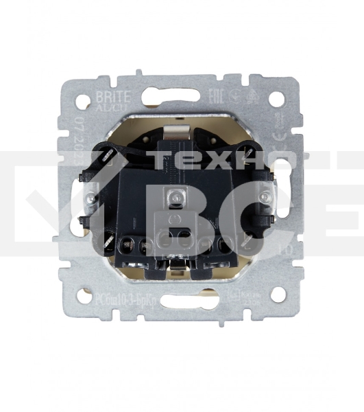 Розетка 1-местная IEK BRITE РСбш10-3-БрКр (BR-R16-16-K10) с заземлением, с защитными шторками и крышкой, 16А, IP20, бежевый