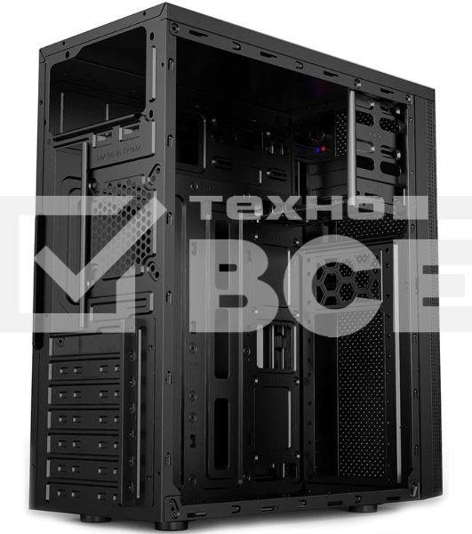 Компьютерный корпус CBR PCC-ATX-E185-WPSU ATX Miditower E185, без БП, 2*USB 2.0, HD Audio+Mic, Black