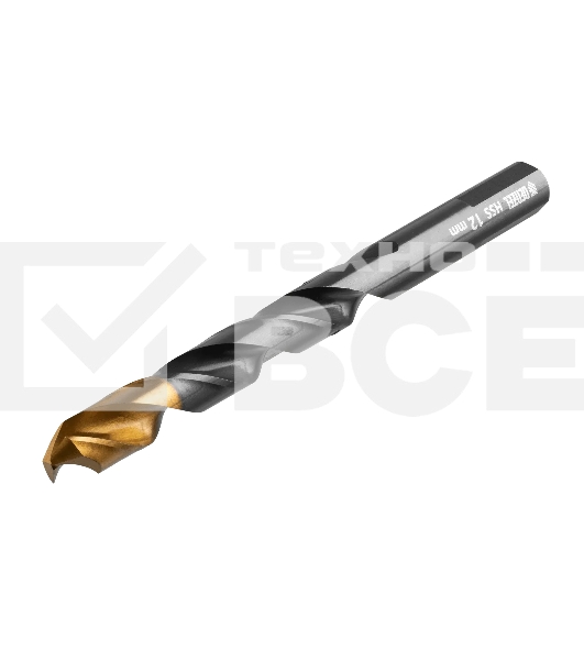 Сверло по металлу Denzel 12 мм, HSS-Tin, Golden Tip, 6 шт.