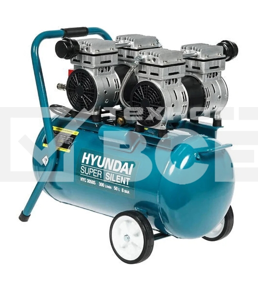 Компрессор поршневой Hyundai HYC 3050S безмасляный, 300 л/мин, 50 л, 2000 Вт