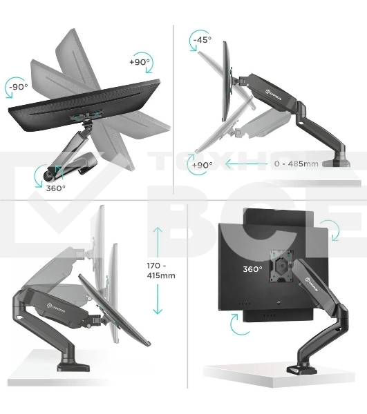 Кронштейн (держатель) ONKRON G80 для монитора 13'-32' дюймов настольный, черный