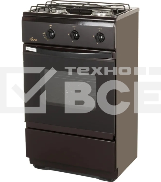 Плита газовая Flama CG 3202 B коричневый, конфорок 2 шт, духовка 30 л, 50 см x 85 см x 35 см