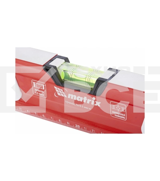 Уровень алюминиевый Matrix, магнит фрезеров 3 глазка 2 комп, рукоятки, 1000 мм