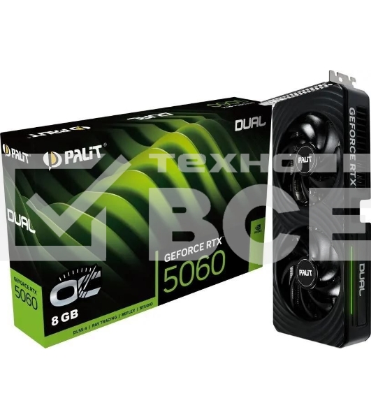 Видеокарта Palit RTX5060 DUAL OC NV RTX5060 8Gb 128bit GDDR7 2280/28000/HDMIx1/DPx3/HDCP R NE75060S19P1-GB2063D PCI-E 5.0