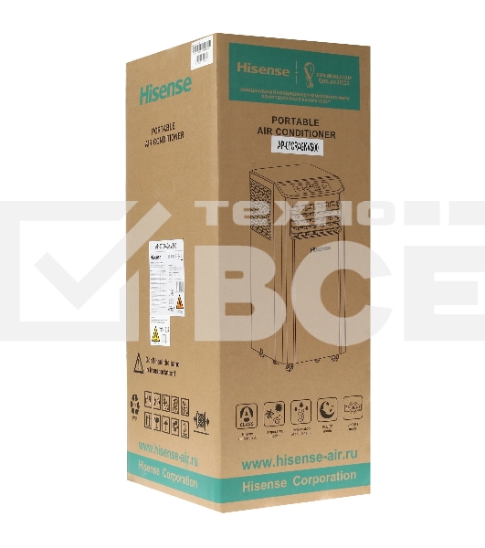 Кондиционер мобильный Hisense AP-07CR4GKVS00 7000 BTU, 14 м², 51 дБ, охлаждение, осушение, белый